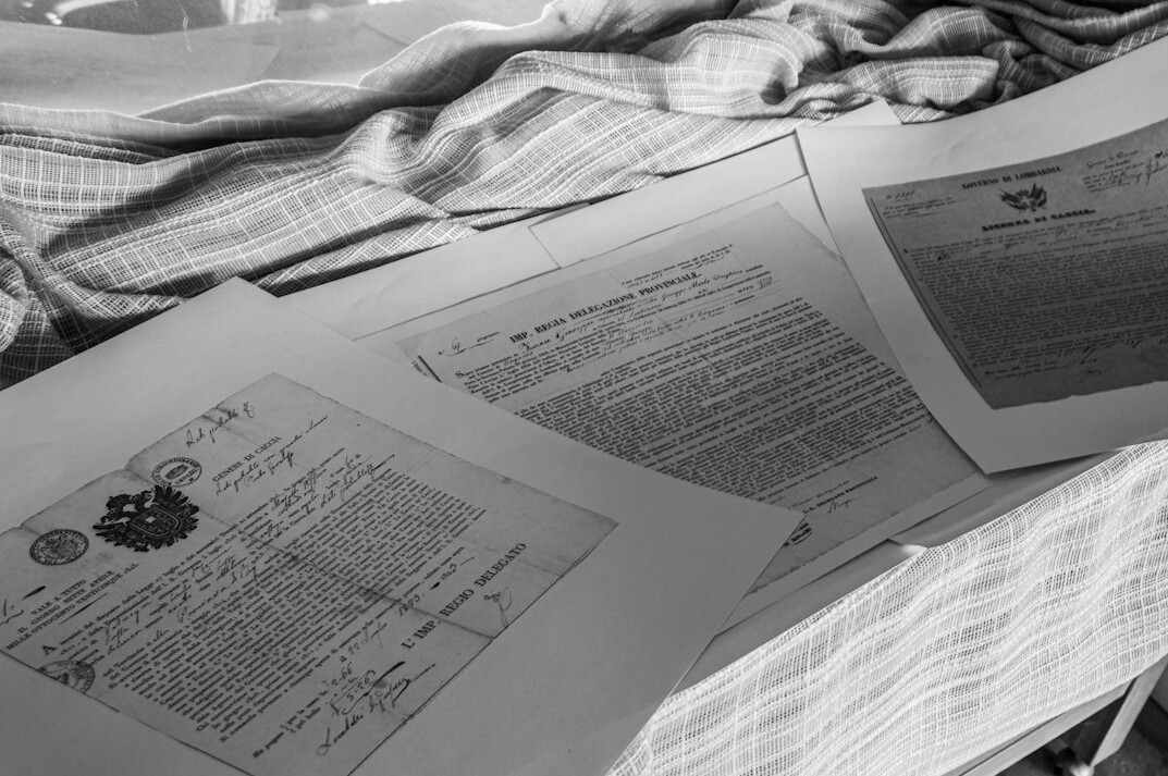 mysterious documents on table