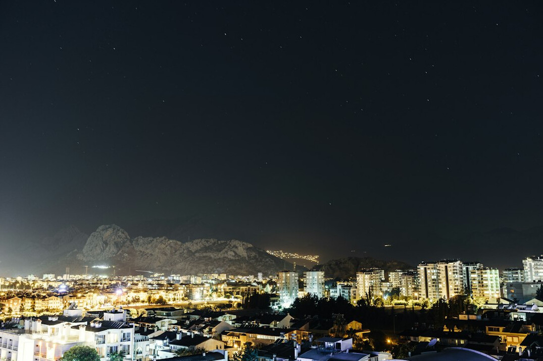 ufo over city at night