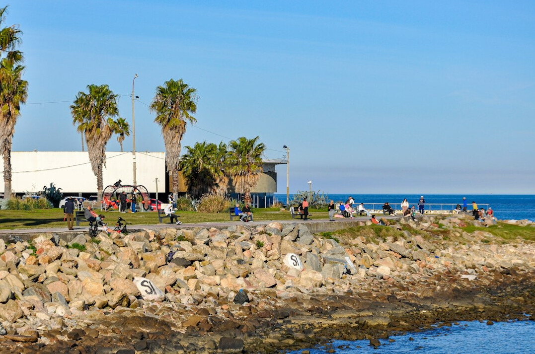 Montevideo waterfront promenade at sunset